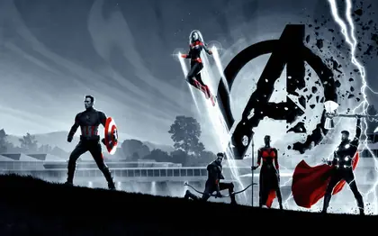 Arte ilustrativa de filme de super-heróis
