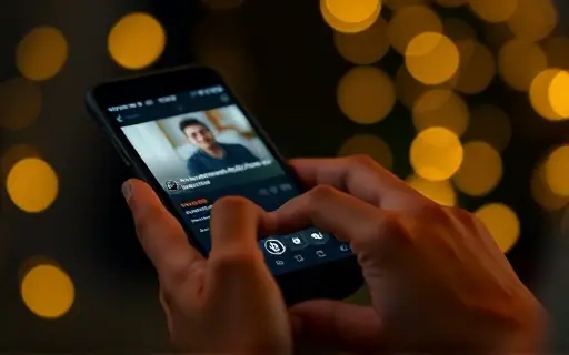Mãos usando streaming no smartphone