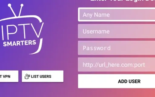 Tela de login do IPTV Smarters