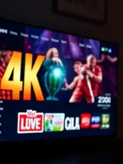 Televisão exibindo interface com destaque para conteúdo 4K
